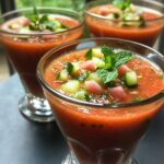 Gazpacho de Sandía con Pepino, Menta & Virutas de Jamón