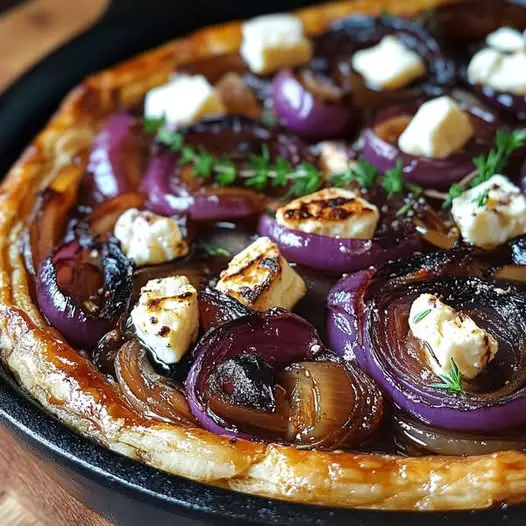 Tarta Tatin Salada con Cebolla Caramelizada, Feta y Tomillo
