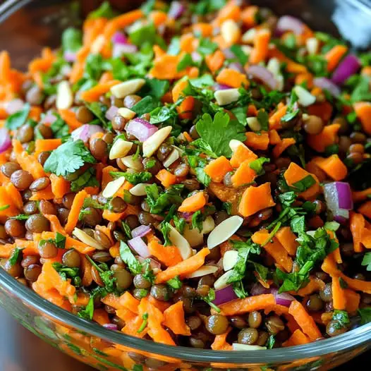 Ensalada de Lentejas con Zanahoria, Cilantro y Vinagreta de Cítricos