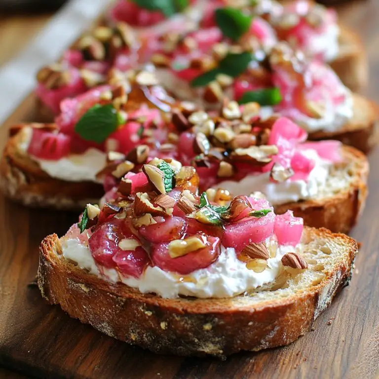 Tartine Gourmande à la Rhubarbe Confite, Fromage Frais et Noisettes