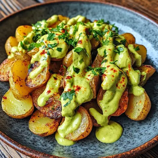 Patatas Bravas Reimaginadas con Salsa de Aguacate Picante y Alioli de Azafrán