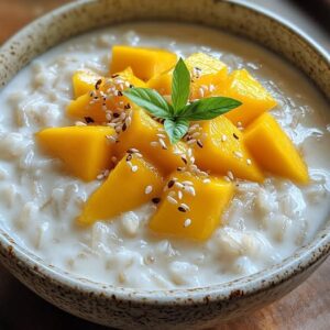 Arroz con leche de coco con sabor, forma tailandesa