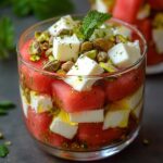 Ensalada en Capas de Sandía, Queso Fresco y Pistachos con Menta: Un Arcoíris de Frescura en tu Plato