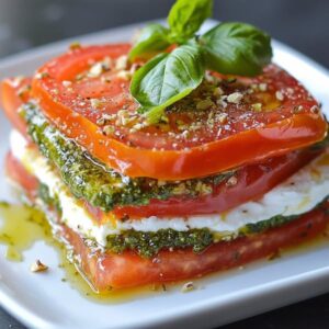 Milhojas de Tomate Raf, Burrata y Pesto de Pistacho