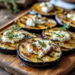 Berenjenas en Rodajas con Miel de Caña, Queso de Cabra y Tomillo Fresco