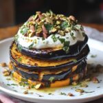 Timbal de Berenjena y Calabaza con Salsa de Yogur al Limón y Pistachos