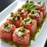 Tartar de Sandía con Queso de Cabra, Pistachos y Salsa de Menta