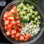 Ensalada de Sandía, Pepino y Queso de Cabra con Toque de Lima y Menta
