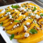 Carpaccio de Mango, Queso de Cabra y Pistachos Caramelizados